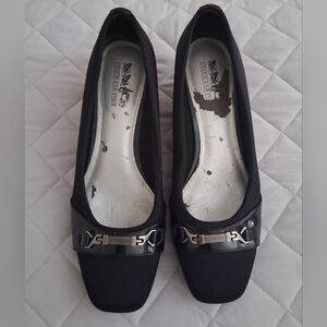 Coach and Four Black Flats with Silver Detail